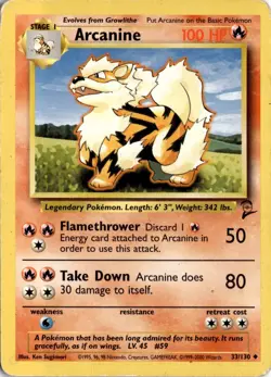 Arcanine 033/130 Base Set 2 Pokemon Card TCG - Image 1