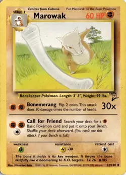 Marowak 052/130 Base Set 2 Pokemon Card TCG - Image 1