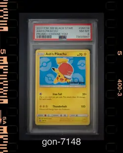 2017 Pokemon S&M Black Star Promo I Choose You # SM114 Ash’s Pikachu PSA 8 NM-MT - Image 1