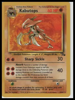 Pokemon TCG Fossil Kabutops #24/62 Non-Holo Rare - Image 1