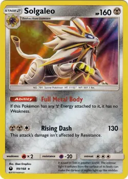 Solgaleo 99/168 Holo Celestial Storm Pokemon Card NM - Image 1