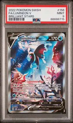 2022 POKEMON SWORD & SHIELD BRILLIANT STARS #156 FULL ART/LUMINEON V PSA 9 - Image 1