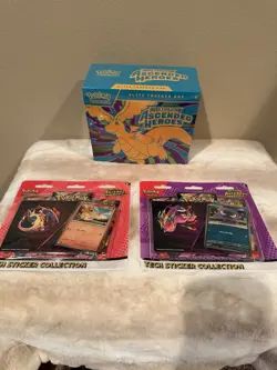 Pokemon TCG Ascended Hero’s Lot, 1 ETB, 2 Tech Sticker Packs New Sealed - Image 1