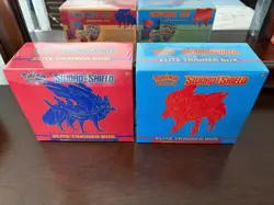 Pokemon Sword & Shield Base Set Elite Trainer Box Zacian Zamazenta Both Arts (2) - Image 1