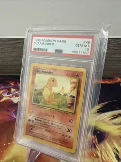 1999 Pokemon Game Base Set Charmander #46/102 TCG Card PSA 10 Gem Mint Graded - Image 3