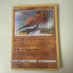 Galarian Zapdos SWSH124 Evolving Skies Prerelease Holo Rare Promo Pokemon Card - Image 1