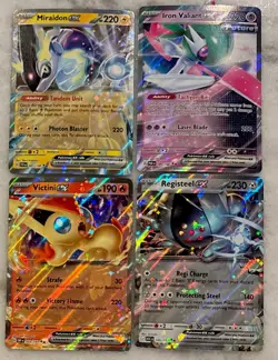 Lot x4 Pokemon TCG EX Full Art Holo - MIRAIDON, IRON VALIANT, VICTINI, REGISTEEL - Image 1