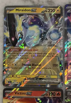 Lot x4 Pokemon TCG EX Full Art Holo - MIRAIDON, IRON VALIANT, VICTINI, REGISTEEL - Image 3