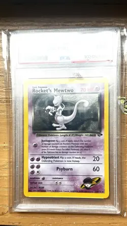 PSA 9 Rocket’s Mewtwo 14/132 | Holo Pokemon Gym Challenge Rare Holo - Image 1