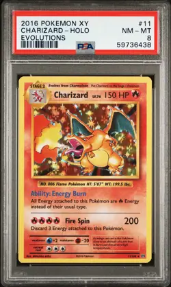 2016 POKEMON XY EVOLUTIONS #11 CHARIZARD-HOLO PSA 8 - Image 1