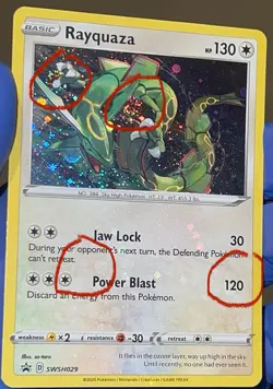 2020 Pokemon SWSH029 Black Star Promo Rayquaza Cosmos Holo Bleed Error 4 SWIRLS - Image 1