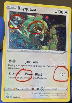 2020 Pokemon SWSH029 Black Star Promo Rayquaza Cosmos Holo Bleed Error 4 SWIRLS - Image 2