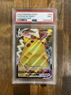 Graded PSA 9 2020 Pokemon SWSH FA/Pikachu VMAX Vivid Voltage #044 - Image 1