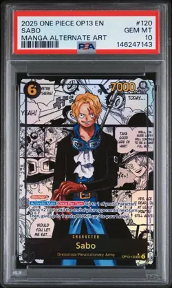 Sabo OP13-120 PSA 10 English Manga Alternate Art Carrying On His Will One Piece - Image 1
