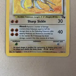 Kabutops Pokemon Card Holo WOTC 9/62 Fossil Set Rare Vintage 1999 Original MP - Image 3