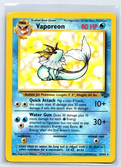 Pokemon TCG Vaporeon 28/64 Jungle Unlimited Non-Holo - Image 1