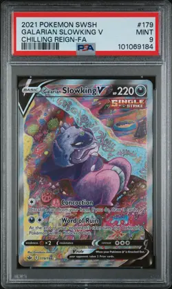 2021 POKEMON SWORD & SHIELD CHILLING REIGN FULL ART/GALARIAN SLOWKING V PSA 9 - Image 1
