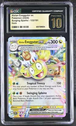 CGC 10 Pristine Alolan Exeggutor ex 133/191 Surging Sparks SSP Pokemon Card - Image 1