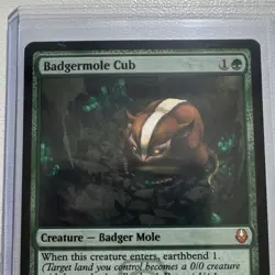 Magic: The Gathering Badgermole Cub Creature Green TLA Nathaniel Himawan - Image 3