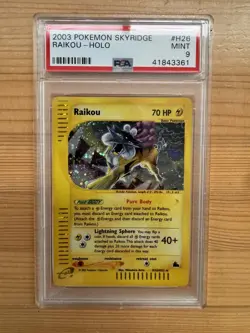 2003 Pokemon Skyridge Raikou Holo #H26 PSA 9 Mint Legendary Beast English - Image 1