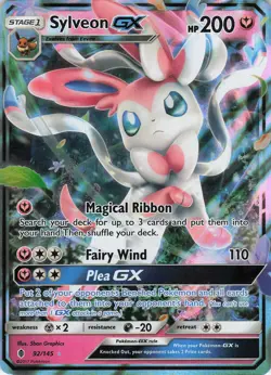 Sylveon GX 92/145 Ultra Rare Holo SM - Guardians Rising NM/LP Pokemon - Image 1