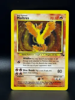 Pokemon MOLTRES 12/62 Holo Rare Fossil - MP - Image 1