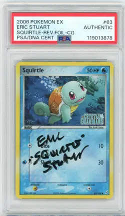 PSA Signed Eric Stuart Pokemon Squirtle 63/100 Crystal Guardians Reverse Holo - Image 1