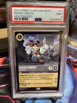 Disney Lorcana Mickey Mouse Trading Card Gencon 2023 Promotional PSA 9 - Image 1