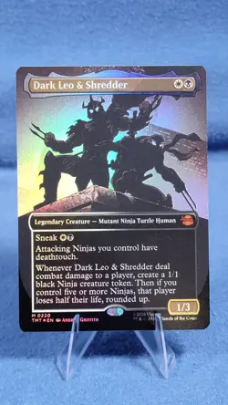 Dark Leo And Shredder Borderless Foil NM/M - MTG - TMNT - TMT 220 Ships In A Box - Image 1