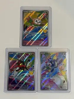 Pokemon First Partner Illustration Collection Gen 7 Rowlet, Litten, And Popplio - Image 1