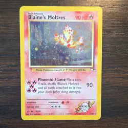 Pokemon Blaine's Moltres 001/132 Gym Heroes Holo Rare Basic 90 HP 2000 - Image 2