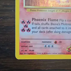 Pokemon Blaine's Moltres 001/132 Gym Heroes Holo Rare Basic 90 HP 2000 - Image 3