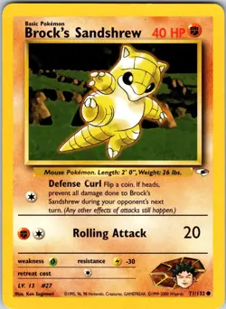 Brock's Sandshrew (71) 071/132 Gym Heroes Pokemon NM Unlimited - Image 1