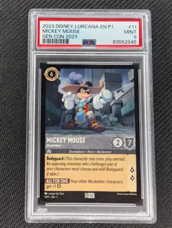 2023 Disney Lorcana The First Chapter Gen Con '23 Mickey Mouse #11 PSA 9 MINT - Image 1
