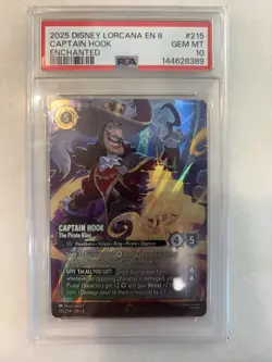 Disney Lorcana - Captain Hook - The Pirate King (Enchanted) EN8 - PSA GEM MT 10 - Image 1