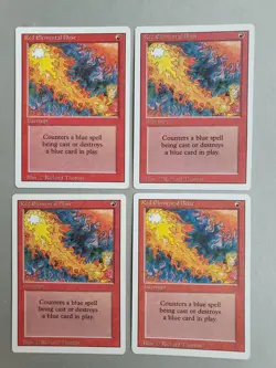 Red Elemental Blast x4 PLAYSET, MTG Revised /3rd Ed(1994) Common Red Instant NM - Image 1