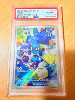 2023 POKEMON SVI EN-SCARLET & VIOLET ILLUSTRATION RARE #215 RIOLU PSA 10 - Image 2