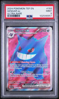 2024 Pokemon TEF EN Temporal Forces GENGAR ex Ultra Rare PSA 9 Mint #193 - Image 1
