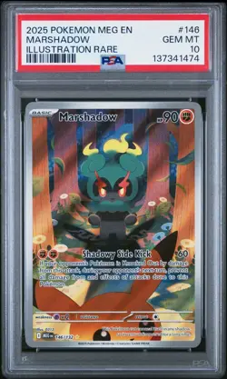 Marshadow 146/132 2025 Mega Evolution Illustration Rare PSA 10 Pokemon - Image 1