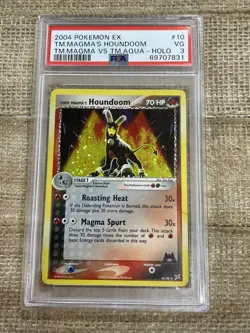 Graded PSA 3 2004 Pokemon Ex - TM Magmas Houndoom - TM Magma Vs. TM Aqua Holo - Image 1