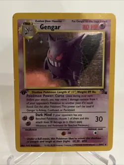 Gengar #5 5/62 Pokemon TCG Fossil 1st Edition Holo Rare Card WOTC 1999 Damaged - Image 1