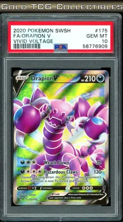 PSA 10 ⭐ Pokemon Drapion V 175 Vivid Voltage Full Art Graded Card - Image 1