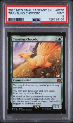 TRAVELING CHOCOBO MYTHIC #0210 2025 MTG FINAL FANTASY EN PSA 9 MINT - Image 1