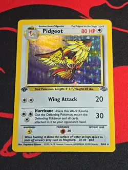 VINTAGE Pokemon TCG 1999 1st Edition Pigeot HOLO 8/64 base set WOTC MP See Pics - Image 1