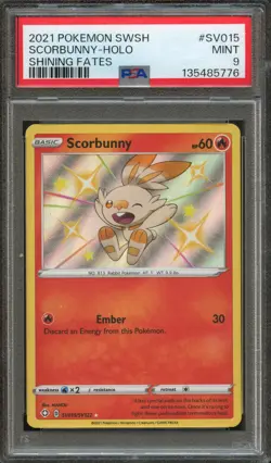 PM - 2021 - POKEMON SWSH - SHINING FATES - #SV015 - SCORBUNNY-HOLO - PSA 9 - Image 1