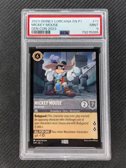 2023 Disney Lorcana The First Chapter Gen Con '23 Mickey Mouse #11 PSA 9 MINT - Image 1
