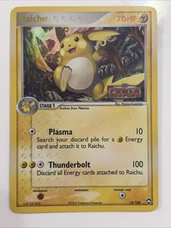 Pokemon TCG Raichu Card 12/108 EX Power Keepers Reverse Holo Stamped Holo Rare - Image 1