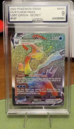 ⭐2022 Pokemon SWSH Lost Origin Kyurem VMAX Secret Rare #197/196 AGS 9 Mint ⭐ - Image 1