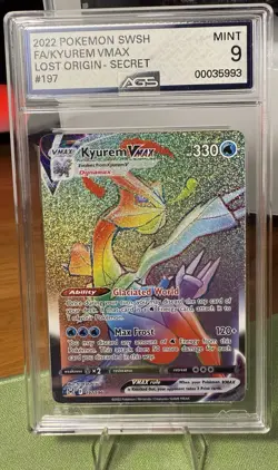 ⭐2022 Pokemon SWSH Lost Origin Kyurem VMAX Secret Rare #197/196 AGS 9 Mint ⭐ - Image 2
