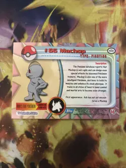 MACHOP #66 - BLUE Logo - NON-HOLO - SERIES 1 - TOPPS Pokemon Card - Lp - Image 2